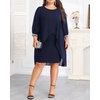 image:imageTalisea Plus Size Cocktail Dress  Elegant Chiffon Cape 34 Sleeves Glitter Evening Party Wedding Guest Dresses Women FormalNavy Blue