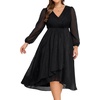image:imageTalisea Plus Size Cocktail Dress  Formal Wedding Guest Fall Long Sleeve A Line Pleated V Neck Midi Dresses for Curvy WomenBlack