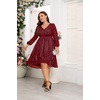 image:imageTalisea Plus Size Cocktail Dress  Formal Wedding Guest Fall Long Sleeve A Line Pleated V Neck Midi Dresses for Curvy WomenBurgundy