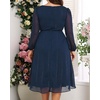 image:imageTalisea Plus Size Cocktail Dress  Formal Wedding Guest Fall Long Sleeve A Line Pleated V Neck Midi Dresses for Curvy WomenDark Blue