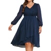 image:imageTalisea Plus Size Cocktail Dress  Formal Wedding Guest Fall Long Sleeve A Line Pleated V Neck Midi Dresses for Curvy WomenDark Blue