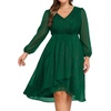 image:imageTalisea Plus Size Cocktail Dress  Formal Wedding Guest Fall Long Sleeve A Line Pleated V Neck Midi Dresses for Curvy WomenDark Green