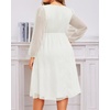 image:imageTalisea Plus Size Cocktail Dress  Formal Wedding Guest Fall Long Sleeve A Line Pleated V Neck Midi Dresses for Curvy WomenWhite