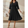 image:imageTalisea Plus Size Dress for Women Twist Knot V Neck 34 Sleeves A Line Wedding Guest Midi DressesBlack