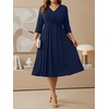 image:imageTalisea Plus Size Dress for Women Twist Knot V Neck 34 Sleeves A Line Wedding Guest Midi DressesNavy Blue