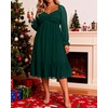 image:imageTalisea Plus Size Dresses Sweetheart Neckline Long Sleeves Chiffon Party Cocktail A Line Curvy Womens Midi DressGreen