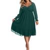 image:imageTalisea Plus Size Dresses Sweetheart Neckline Long Sleeves Chiffon Party Cocktail A Line Curvy Womens Midi DressGreen