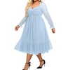 image:imageTalisea Plus Size Dresses Sweetheart Neckline Long Sleeves Chiffon Party Cocktail A Line Curvy Womens Midi DressLight Blue