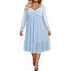 image:imageTalisea Plus Size Dresses Sweetheart Neckline Long Sleeves Chiffon Party Cocktail A Line Curvy Womens Midi DressLight Blue