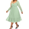 image:imageTalisea Plus Size Dresses Sweetheart Neckline Long Sleeves Chiffon Party Cocktail A Line Curvy Womens Midi DressSage Green