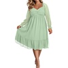 image:imageTalisea Plus Size Dresses Sweetheart Neckline Long Sleeves Chiffon Party Cocktail A Line Curvy Womens Midi DressSage Green