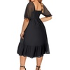image:imageTalisea Plus Size Dresses Sweetheart Neckline Long Sleeves Chiffon Party Cocktail A Line Curvy Womens Midi DressShort Sleevesblack