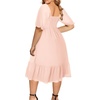 image:imageTalisea Plus Size Dresses Sweetheart Neckline Long Sleeves Chiffon Party Cocktail A Line Curvy Womens Midi DressShort Sleevespink