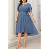 image:imageTalisea Plus Size Dresses Wedding Guest  Formal Cocktail Chiffon Keyhole Neck Short Sleeve High Low Dress Curvy WomenDusty Blue