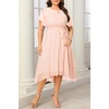 image:imageTalisea Plus Size Dresses Wedding Guest  Formal Cocktail Chiffon Keyhole Neck Short Sleeve High Low Dress Curvy WomenPink