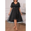 image:imageTalisea Plus Size Dresses Wedding Guest  Formal Cocktail Chiffon V Neck Short Sleeve High Low Dress Curvy WomenBlackglitter