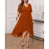 image:imageTalisea Plus Size Dresses Wedding Guest  Formal Cocktail Chiffon V Neck Short Sleeve High Low Dress Curvy WomenBurnt Orange
