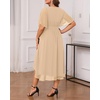 image:imageTalisea Plus Size Dresses Wedding Guest  Formal Cocktail Chiffon V Neck Short Sleeve High Low Dress Curvy WomenChampagne