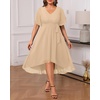 image:imageTalisea Plus Size Dresses Wedding Guest  Formal Cocktail Chiffon V Neck Short Sleeve High Low Dress Curvy WomenChampagne