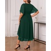 image:imageTalisea Plus Size Dresses Wedding Guest  Formal Cocktail Chiffon V Neck Short Sleeve High Low Dress Curvy WomenDark Green