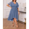 image:imageTalisea Plus Size Dresses Wedding Guest  Formal Cocktail Chiffon V Neck Short Sleeve High Low Dress Curvy WomenDusty Blue