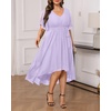 image:imageTalisea Plus Size Dresses Wedding Guest  Formal Cocktail Chiffon V Neck Short Sleeve High Low Dress Curvy WomenLavender