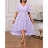 image:imageTalisea Plus Size Dresses Wedding Guest  Formal Cocktail Chiffon V Neck Short Sleeve High Low Dress Curvy WomenLavender