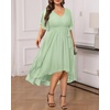 image:imageTalisea Plus Size Dresses Wedding Guest  Formal Cocktail Chiffon V Neck Short Sleeve High Low Dress Curvy WomenLight Green