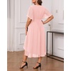 image:imageTalisea Plus Size Dresses Wedding Guest  Formal Cocktail Chiffon V Neck Short Sleeve High Low Dress Curvy WomenPink