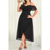 image:imageTalisea Plus Size Dresses Wedding Guest  Formal Off The Shoulder Bridesmaid Chiffon Ruffle Long High Low Dress Curvy WomenBlack