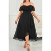 image:imageTalisea Plus Size Dresses Wedding Guest  Formal Off The Shoulder Bridesmaid Chiffon Ruffle Long High Low Dress Curvy WomenBlack