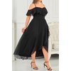 image:imageTalisea Plus Size Dresses Wedding Guest  Formal Off The Shoulder Bridesmaid Chiffon Ruffle Long High Low Dress Curvy WomenBlack