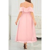 image:imageTalisea Plus Size Dresses Wedding Guest  Formal Off The Shoulder Bridesmaid Chiffon Ruffle Long High Low Dress Curvy WomenLight Pink