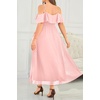 image:imageTalisea Plus Size Dresses Wedding Guest  Formal Off The Shoulder Bridesmaid Chiffon Ruffle Long High Low Dress Curvy WomenLight Pink
