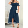 image:imageTalisea Plus Size Dresses Wedding Guest  Formal Off The Shoulder Bridesmaid Chiffon Ruffle Long High Low Dress Curvy WomenNavy Blue