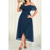 image:imageTalisea Plus Size Dresses Wedding Guest  Formal Off The Shoulder Bridesmaid Chiffon Ruffle Long High Low Dress Curvy WomenNavy Blue
