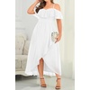 image:imageTalisea Plus Size Dresses Wedding Guest  Formal Off The Shoulder Bridesmaid Chiffon Ruffle Long High Low Dress Curvy WomenWhite
