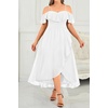 image:imageTalisea Plus Size Dresses Wedding Guest  Formal Off The Shoulder Bridesmaid Chiffon Ruffle Long High Low Dress Curvy WomenWhite
