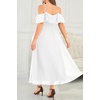 image:imageTalisea Plus Size Dresses Wedding Guest  Formal Off The Shoulder Bridesmaid Chiffon Ruffle Long High Low Dress Curvy WomenWhite