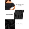 image:imageTalisea Plus Size Dresses Wedding Guest  Formal Ruffle Off The Shoulder Cocktail Chiffon ALine Midi Dress Curvy WomenBlack