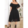 image:imageTalisea Plus Size Dresses Wedding Guest  Formal Ruffle Off The Shoulder Cocktail Chiffon ALine Midi Dress Curvy WomenBlack