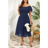 image:imageTalisea Plus Size Dresses Wedding Guest  Formal Ruffle Off The Shoulder Cocktail Chiffon ALine Midi Dress Curvy WomenNavy Blue