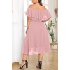 image:imageTalisea Plus Size Dresses Wedding Guest  Formal Ruffle Off The Shoulder Cocktail Chiffon ALine Midi Dress Curvy WomenPink