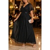 image:imageTalisea Plus Size Formal Dress  Chiffon V Neck Bridesmaid Wedding Guest Party Short Sleeve ALine Floor Length DressesBlack