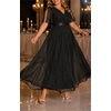 image:imageTalisea Plus Size Formal Dress  Chiffon V Neck Bridesmaid Wedding Guest Party Short Sleeve ALine Floor Length DressesBlack