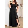 image:imageTalisea Plus Size Formal Dresses  Off Shoulder Chiffon High Slit Ruffle Wedding Guest Bridesmaid Prom Evening DressBlack