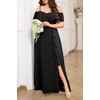 image:imageTalisea Plus Size Formal Dresses  Off Shoulder Chiffon High Slit Ruffle Wedding Guest Bridesmaid Prom Evening DressBlack