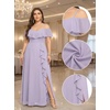 image:imageTalisea Plus Size Formal Dresses  Off Shoulder Chiffon High Slit Ruffle Wedding Guest Bridesmaid Prom Evening DressLavender