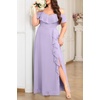 image:imageTalisea Plus Size Formal Dresses  Off Shoulder Chiffon High Slit Ruffle Wedding Guest Bridesmaid Prom Evening DressLavender