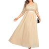 image:imageTalisea Plus Size Formal Dresses  V Neck 34 Sleeves Sequin Evening Gowns Prom Gala Wedding Guest Chiffon Long Maxi DressChampagne
